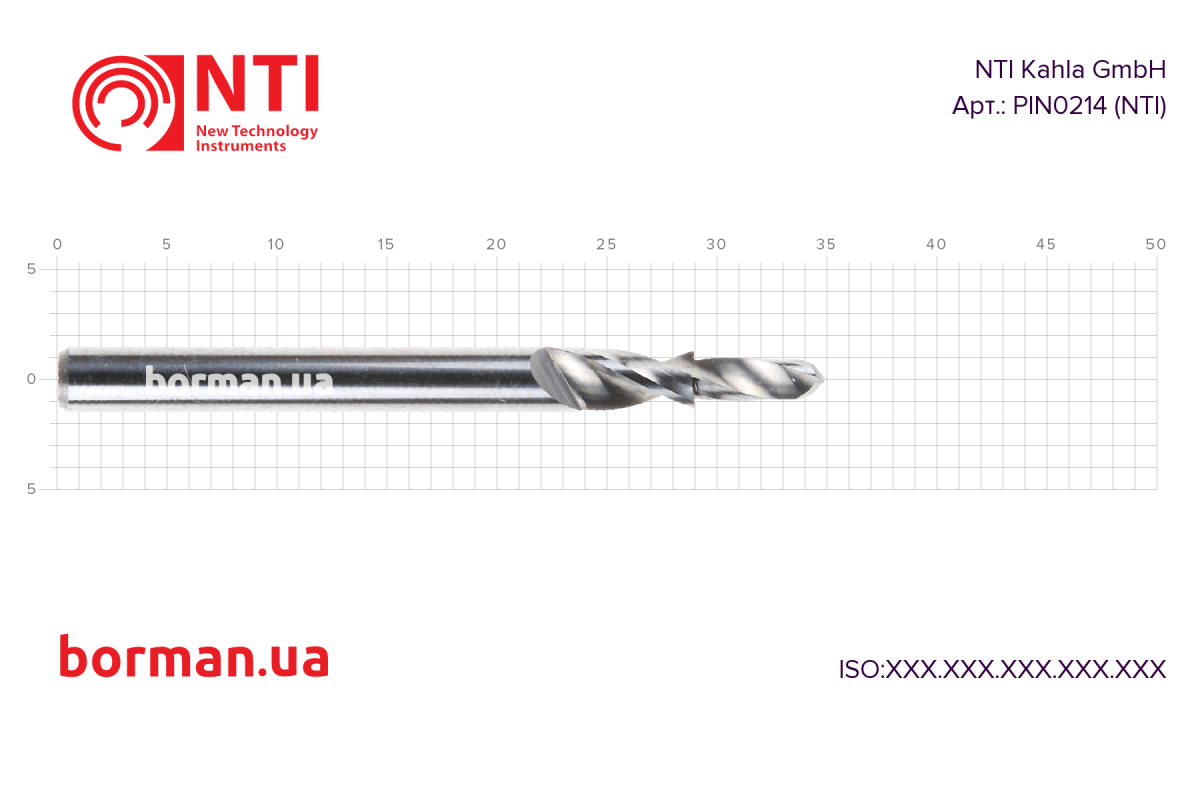 Сверло для латунных штифтов, PIN0214, NTI, Германия