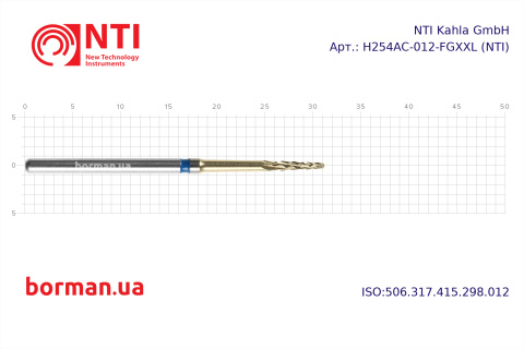 Фреза хірургічна, тип FGXXL, H254AC-012-FGXXL, NTI, Німеччина Фото 1