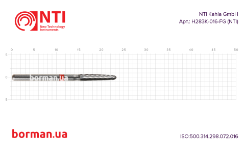 Бор твердосплавный, тип FG, H283K-016-FG, NTI, Германия Фото 1